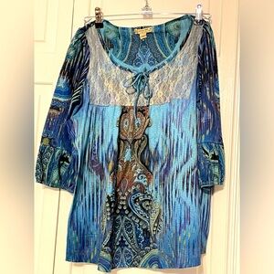 Energe’ bohemian hippie style top women’s size medium
